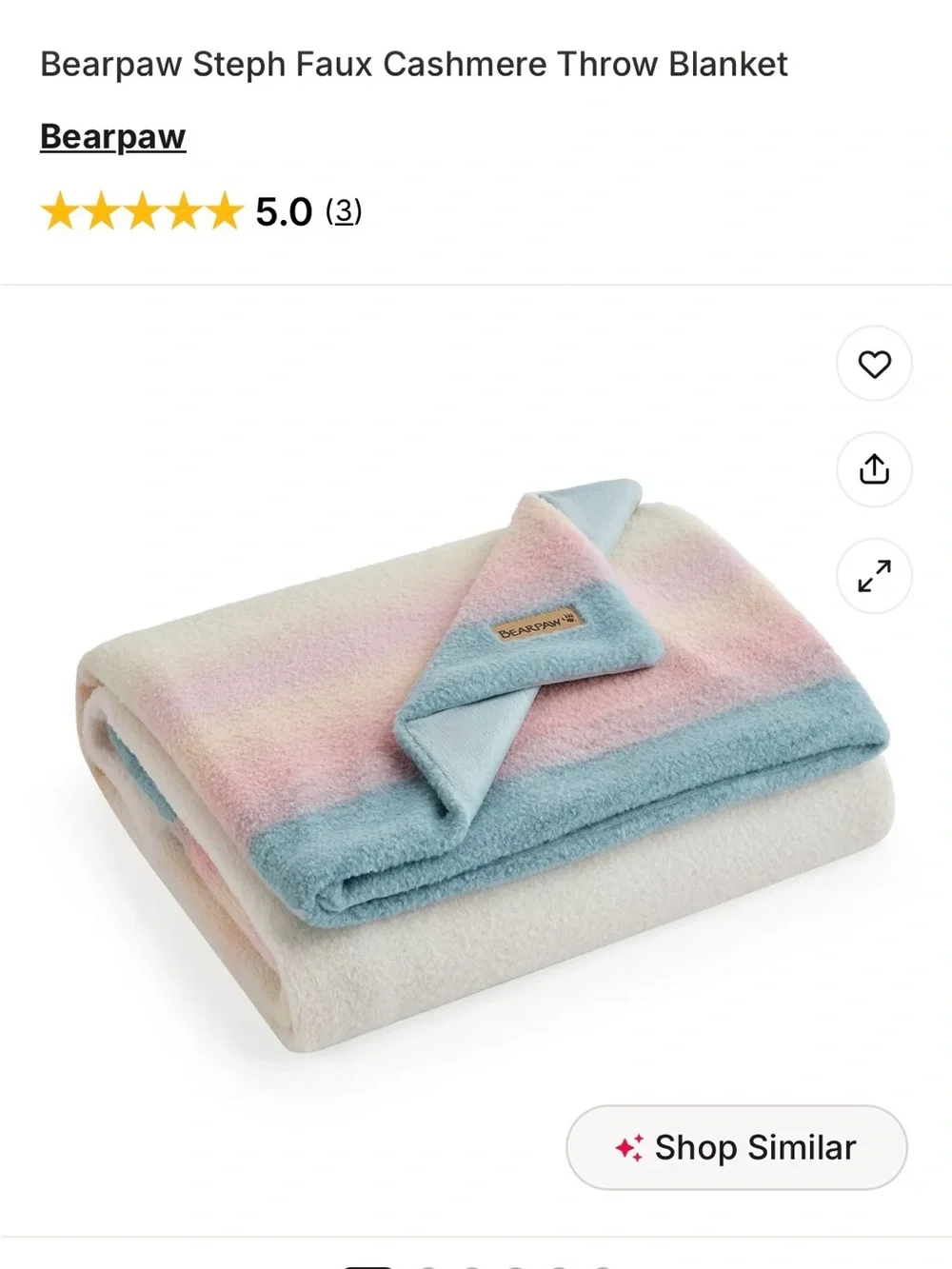 BEARPAW Steph Faux Cashmere throw blanket. Excellent/new condition